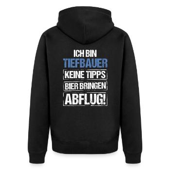 I'm a civil engineer - bring beer and take off - Unisex Premium Organic Zip Hoodie - black - Back - Nico (187cm)