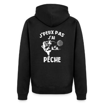 J'peux Pas J'ai Pêche, Pêcheurs, Poisson, Pêcheur - Veste à capuche bio Premium Unisexe - noir - Dos - Nico (187cm)