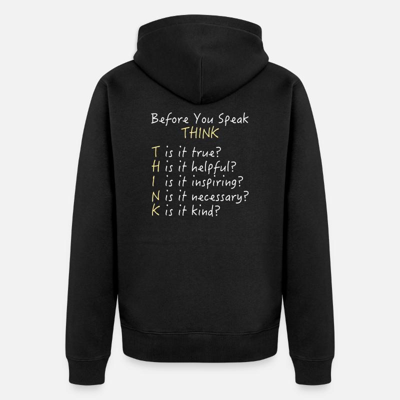 Avant de parler - Pensez! - Veste à capuche bio Premium Unisexe - noir
