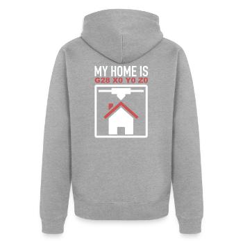 Programmeur de machinistes CNC My Home Is G28 - Veste à capuche bio Premium Unisexe - gris chiné - Dos - Nico (187cm)