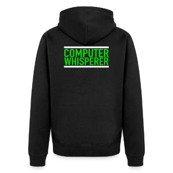 Computer Whisperer Tech Support IT Support IT Nerd - Unisex Premium Bio Zip Hoodie - Schwarz - Hinten - Nico (187cm)