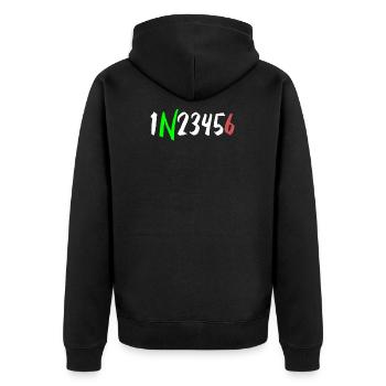 1N23456 Motorcycle Circuit One Down Five Up - Unisex Premium Organic Zip Hoodie - black - Back - Nico (187cm)