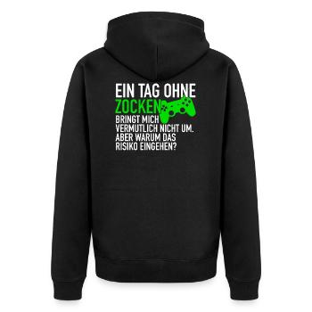 A day without gambling | Gamer gaming gamer - Unisex Premium Organic Zip Hoodie - black - Back - Nico (187cm)
