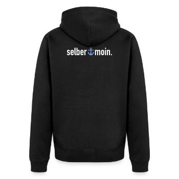 Selber Moin | Begrüßung Norddeutschland Küste - Unisex Premium Bio Zip Hoodie - Schwarz - Hinten - Nico (187cm)