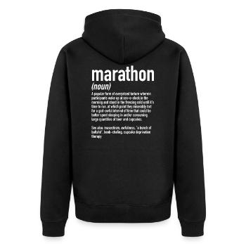 Marathon Definition | Marathonläufer Laufen - Unisex Premium Bio Zip Hoodie - Schwarz - Hinten - Nico (187cm)