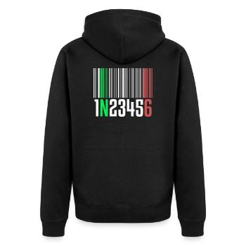 1N23456 Motorcycle Gear One Down Five Up Barcode - Unisex Premium Organic Zip Hoodie - black - Back - Nico (187cm)