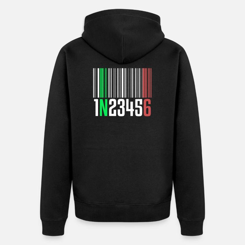 1N23456 Motorcycle Gear One Down Five Up Barcode - Unisex Premium Organic Zip Hoodie - black
