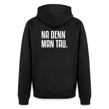 Well, because you | dew Northern Germany Coast North - Unisex Premium Organic Zip Hoodie - black - Back - Nico (187cm)