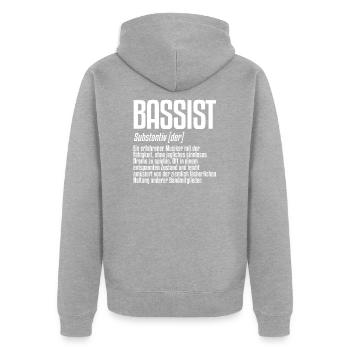 Bassist Definition | Bass instrument, bass guitar - Unisex Premium Organic Zip Hoodie - heather grey - Back - Nico (187cm)