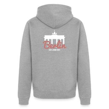 Berlin Ick liebe dir | Berliner Schnauze, Dialekt - Unisex Premium Bio Zip Hoodie - Grau meliert - Hinten - Nico (187cm)