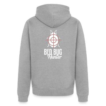 Bed Bug Hunter | Bettwanzen, Insekten, Hostel - Unisex Premium Bio Zip Hoodie - Grau meliert - Hinten - Nico (187cm)