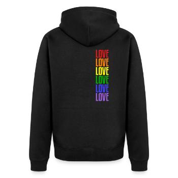 Amour Amour Amour | Gay Pride, Gay, LGBT - Veste à capuche bio Premium Unisexe - noir - Dos - Nico (187cm)