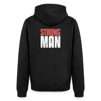 Strongman Strong Man Bodybuilding Power Lifting - Unisex Premium Bio Zip Hoodie - Schwarz - Hinten - Nico (187cm)