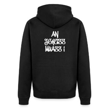 An Scheiss Muass I | Bayern, bayrisch, boarisch - Unisex Premium Bio Zip Hoodie - Schwarz - Hinten - Nico (187cm)