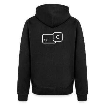 CTRL + C | Un partenaire de famille regarde papa et son fils - Veste à capuche bio Premium Unisexe - noir - Dos - Nico (187cm)