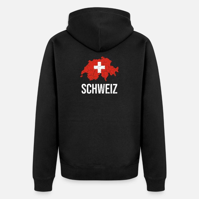 Schweizer Flagge | Schweiz, Schweizerdeutsch - Unisex Premium Bio Zip Hoodie - Schwarz