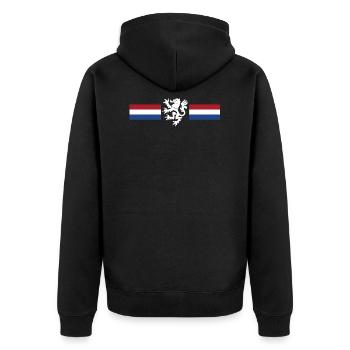 Lion Coat of Arms Netherlands Holland Dutch - Unisex Premium Organic Zip Hoodie - black - Back - Nico (187cm)