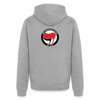 Antifascist action Antifa antifascist - Unisex Premium Organic Zip Hoodie - heather grey - Back - Nico (187cm)