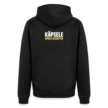 Käpsele Schlaumeier Schwäbisch Schwoba Schwaben - Unisex Premium Bio Zip Hoodie - Schwarz - Hinten - Nico (187cm)