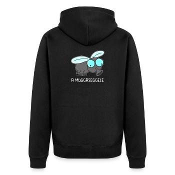 A Muggaseggele Schwäbisch Schwoba Schwaben - Unisex Premium Bio Zip Hoodie - Schwarz - Hinten - Nico (187cm)