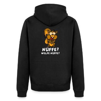 Nüffe? Welfe Nüffe? Streifenhörnchen Eichhörnchen - Unisex Premium Bio Zip Hoodie - Schwarz - Hinten - Nico (187cm)