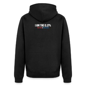 Je suis la rouquine à 0,17% de cheveux roux aux yeux bleus - Veste à capuche bio Premium Unisexe - noir - Dos - Nico (187cm)