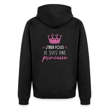 Je m'en fou je suis une princesse - Veste à capuche bio Premium Unisexe - noir - Dos - Nico (187cm)