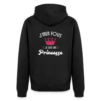 Je m'en fou je suis une princesse - Veste à capuche bio Premium Unisexe - noir - Dos - Nico (187cm)