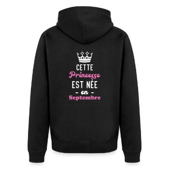 Cette princesse est née en septembre - Veste à capuche bio Premium Unisexe - noir - Dos - Nico (187cm)
