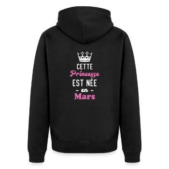 Cette princesse est née en mars - Veste à capuche bio Premium Unisexe - noir - Dos - Nico (187cm)