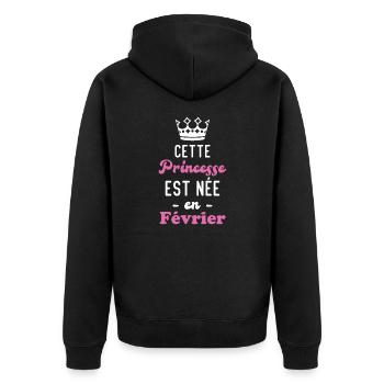Cette princesse est née en février - Veste à capuche bio Premium Unisexe - noir - Dos - Nico (187cm)