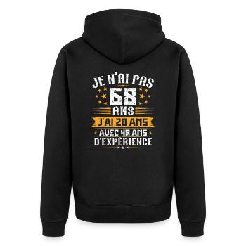 Je n'ai pas 68 ans, Cadeau d'anniversaire 68 ans - Veste à capuche bio Premium Unisexe - noir - Dos - Nico (187cm)