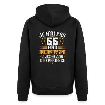 Je n'ai pas 66 ans, Cadeau d'anniversaire 66 ans - Veste à capuche bio Premium Unisexe - noir - Dos - Nico (187cm)