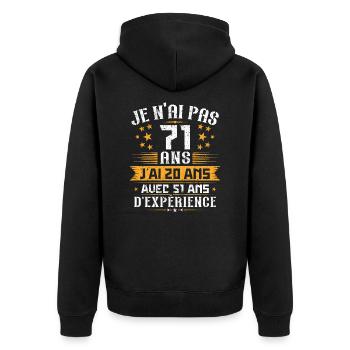 Je n'ai pas 71 ans, Cadeau d'anniversaire 71 ans - Veste à capuche bio Premium Unisexe - noir - Dos - Nico (187cm)