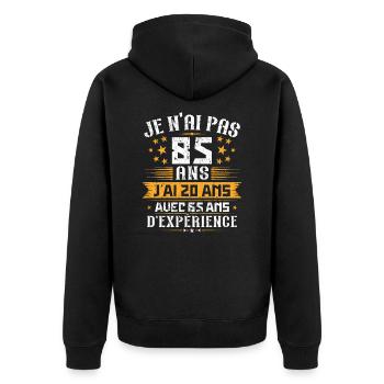 Je n'ai pas 85 ans, Cadeau d'anniversaire 85 ans - Veste à capuche bio Premium Unisexe - noir - Dos - Nico (187cm)