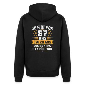 Je n'ai pas 87 ans, Cadeau d'anniversaire 87 ans - Veste à capuche bio Premium Unisexe - noir - Dos - Nico (187cm)