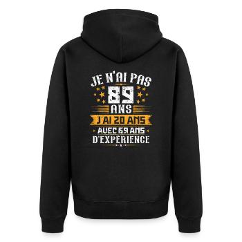 Je n'ai pas 89 ans, Cadeau d'anniversaire 89 ans - Veste à capuche bio Premium Unisexe - noir - Dos - Nico (187cm)