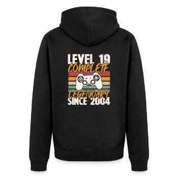 Birthday Gift, Level 19 Complete 2004 - Unisex Premium Organic Zip Hoodie - black - Back - Nico (187cm)