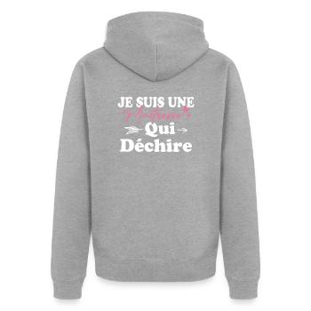 Je suis une Maîtresse qui déchiiiire - Veste à capuche bio Premium Unisexe - gris chiné - Dos - Nico (187cm)