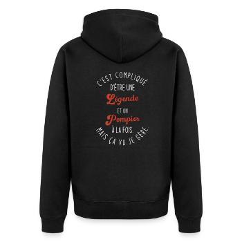 Compliqué d'être une légende et un pompier - Veste à capuche bio Premium Unisexe - noir - Dos - Nico (187cm)