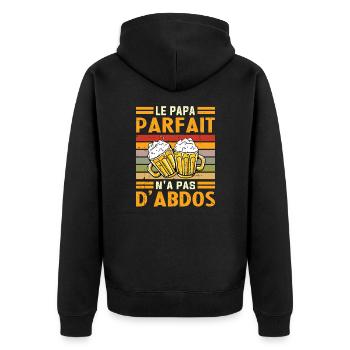 Le papa parfait n'a pas d'abdos - Veste à capuche bio Premium Unisexe - noir - Dos - Nico (187cm)