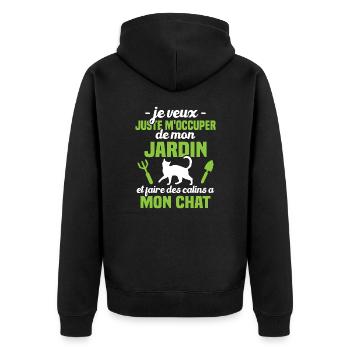 M'occuper de mon jardin - Cadeau jardinier chat - Veste à capuche bio Premium Unisexe - noir - Dos - Nico (187cm)