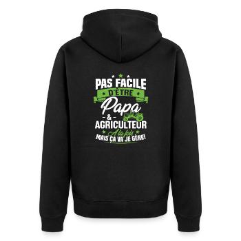 Pas facile d'être papa et agriculteur - Veste à capuche bio Premium Unisexe - noir - Dos - Nico (187cm)