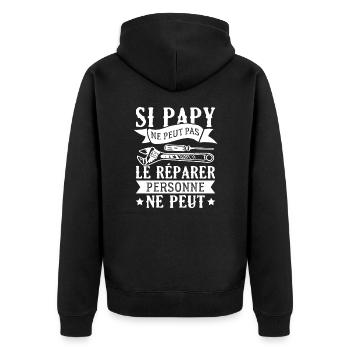 si papy ne peut pas le réparer, personne ne peut - Veste à capuche bio Premium Unisexe - noir - Dos - Nico (187cm)
