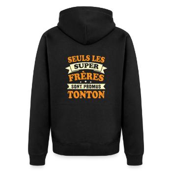 Seuls les super frères sont promus tonton - Veste à capuche bio Premium Unisexe - noir - Dos - Nico (187cm)
