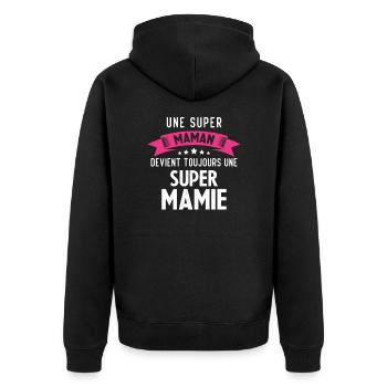 Une super maman devient toujours une super mamie - Veste à capuche bio Premium Unisexe - noir - Dos - Nico (187cm)