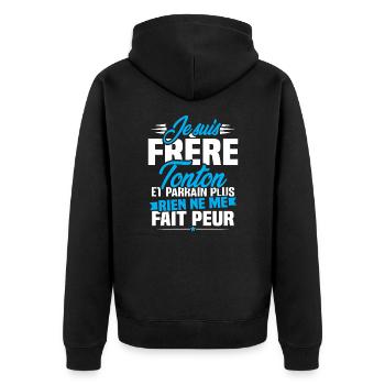 Je suis frere tonton et Parrain - Veste à capuche bio Premium Unisexe - noir - Dos - Nico (187cm)