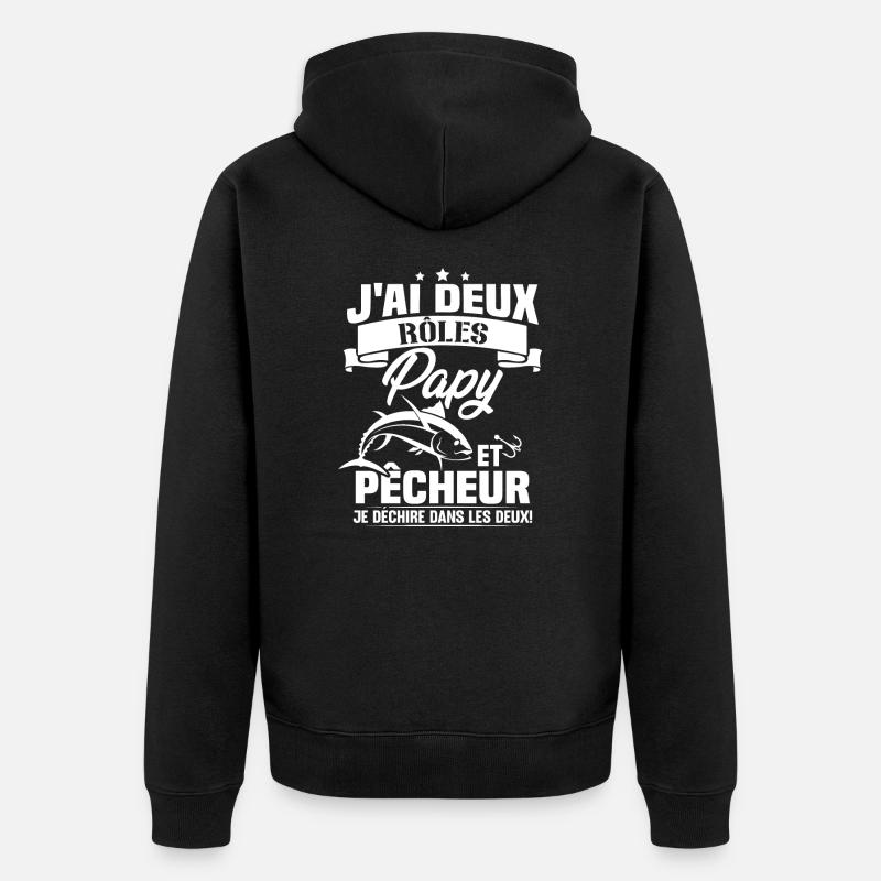 Papy Et pêcheur - Veste à capuche bio Premium Unisexe - noir