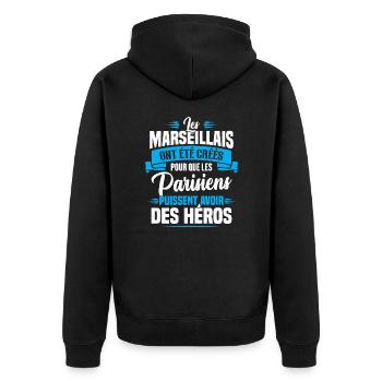 Les marseillais ont été créés pour les parisiens - Veste à capuche bio Premium Unisexe - noir - Dos - Nico (187cm)