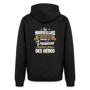Les marseillais ont été créés pour les parisiens - Veste à capuche bio Premium Unisexe - noir - Dos - Nico (187cm)
